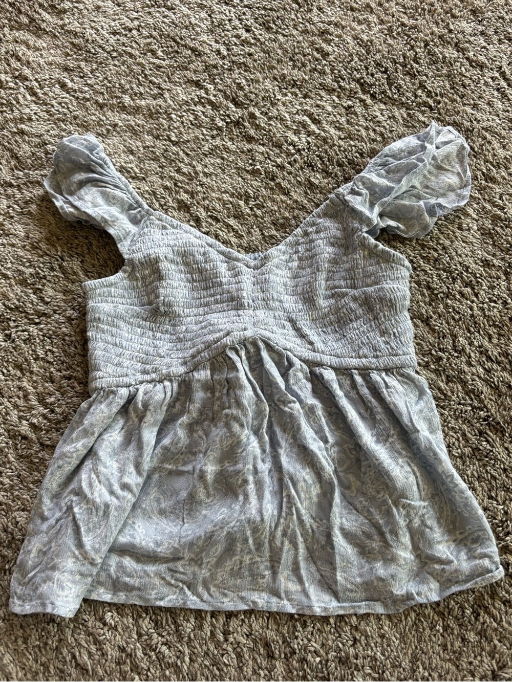 Hollister Co. Off the Shoulder Flowy Top in Light Blue